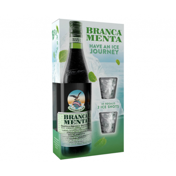 Branca Menta with 2 Ice Shot Glasses 28% 1L GB