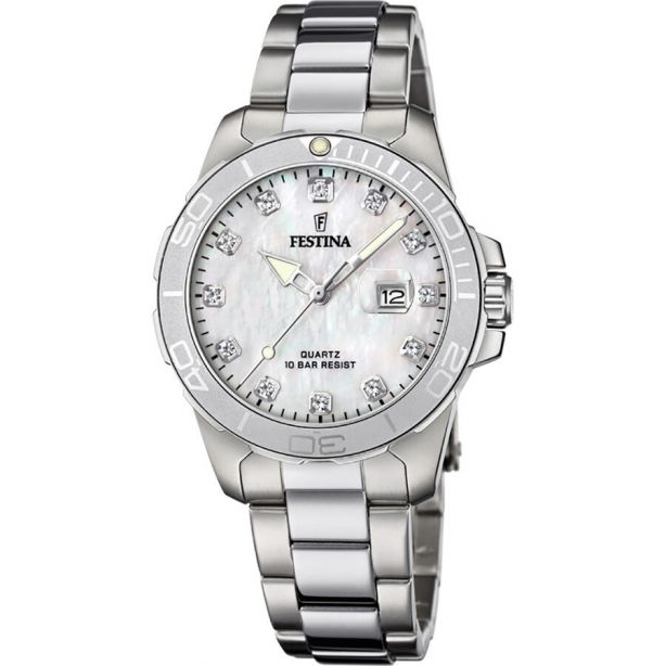 Festina F20503/1 Boyfriend Ladies Watch with Mother of Pearl Dial and Crystals