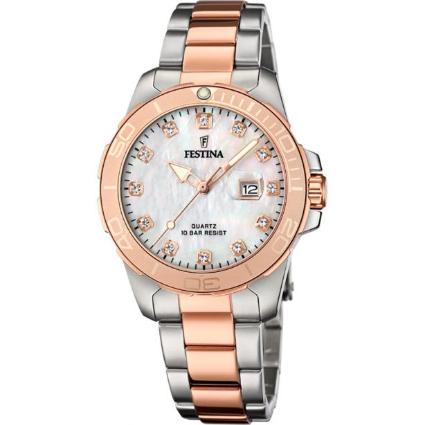 Festina F20505/1 Boyfriend Ladies Watch with Mother of Pearl Dial and Crystals