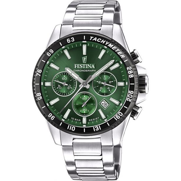 Festina F20560/4 Timeless Chronograph Green Stainless Steel Gents Watch