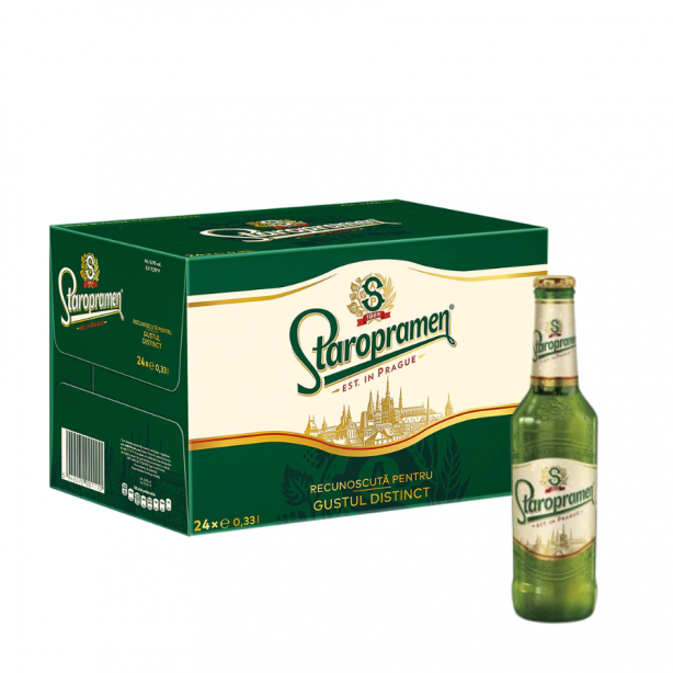 Staropramen Beer 5% Bottles 24 x 0.33L