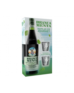 Branca Menta with 2 Ice Shot Glasses 28% 1L GB