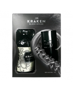 The Kraken Black Spiced Rum with 1 Glass 40% 1L GB